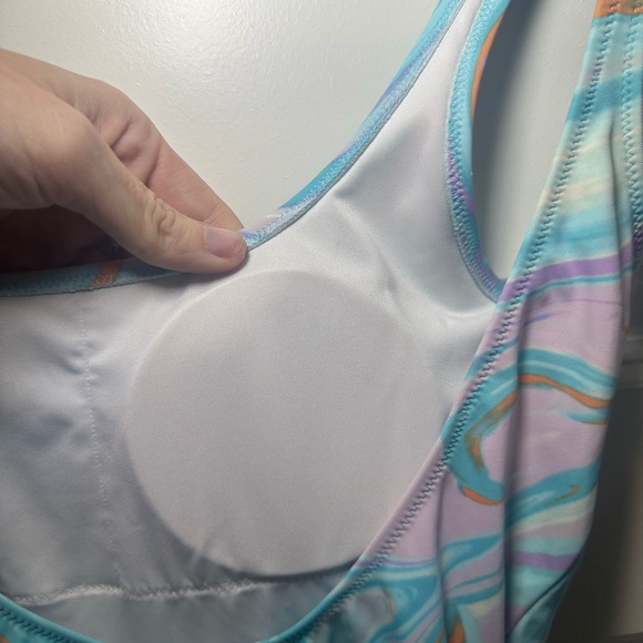 Victoria’s Secret PINK One Piece Swimsuit Medium Teal Pink Swirl - Picture 7 of 11